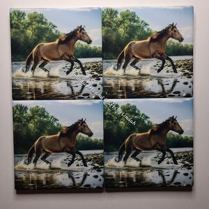 Horse Art Ceramic Coasters Set